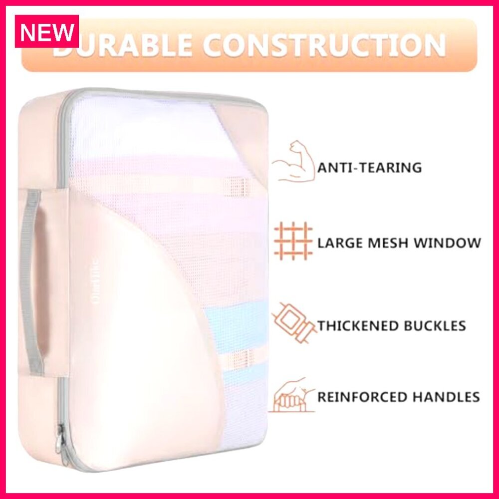 8 Set Travel Packing Cubes with Hanging Toiletry Bag, Polyester Organizers - Picture 5 of 8